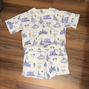 Women's Blue and White Pajama Set